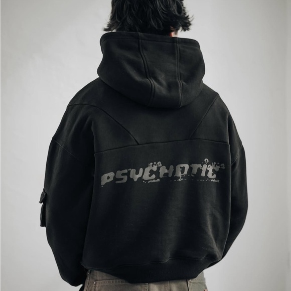 Tamed Psychotic Black “Utility Tech”Hoodie Men’s Medium New Without Tags! - Picture 3 of 16